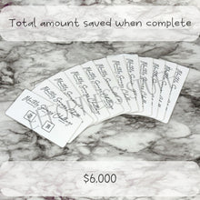 Load image into Gallery viewer, Bi-Weekly Monthly Savings Challenge Trackers | Version: 3 | Laminated Trackers | Set of 12 | Yearly Savings Challenge | Fits A6 Binders |