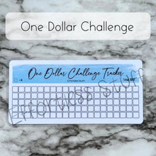 Load image into Gallery viewer, Blue Color Savings Challenge Blank Design Tracker | Laminated Trackers | Fits A6 Envelopes | Savings Challenge | Dollar Challenges | Physical Product |