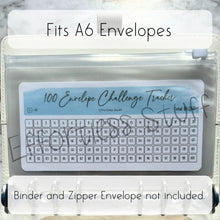Load image into Gallery viewer, Blue Color Envelope Challenge Tracker Inserts | Laminated Trackers | Fits A6 Envelopes | Savings Challenge | Envelope Challenges | Physical Product |