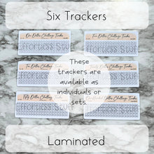 Load image into Gallery viewer, Cream Color Savings Challenge Number Design Tracker | Laminated Trackers | Fits A6 Envelopes | Savings Challenge | Dollar Challenges | Physical Product |