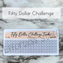 Load image into Gallery viewer, Cream Color Savings Challenge Number Design Tracker | Laminated Trackers | Fits A6 Envelopes | Savings Challenge | Dollar Challenges | Physical Product |