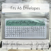 Load image into Gallery viewer, Green Color Savings Challenge Blank Design Tracker | Laminated Trackers | Fits A6 Envelopes | Savings Challenge | Dollar Challenges | Physical Product |