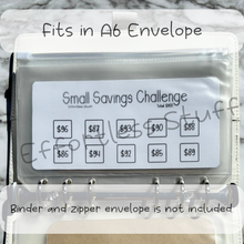 Load image into Gallery viewer, Small Savings Challenge Trackers | Laminated Trackers | Nine Trackers | Savings Challenge | Fits in A6 Binders | Simple Design |