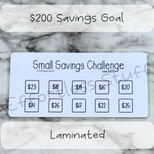 Load image into Gallery viewer, Small Savings Challenge Trackers | Laminated Trackers | Nine Trackers | Savings Challenge | Fits in A6 Binders | Simple Design |