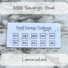 Load image into Gallery viewer, Small Savings Challenge Trackers | Laminated Trackers | Nine Trackers | Savings Challenge | Fits in A6 Binders | Simple Design |