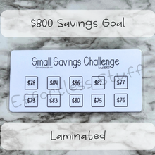 Load image into Gallery viewer, Small Savings Challenge Trackers | Laminated Trackers | Nine Trackers | Savings Challenge | Fits in A6 Binders | Simple Design |