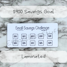 Load image into Gallery viewer, Small Savings Challenge Trackers | Laminated Trackers | Nine Trackers | Savings Challenge | Fits in A6 Binders | Simple Design |