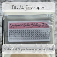 Load image into Gallery viewer, Pink Color Savings Challenge Number Design Tracker | Laminated Trackers | Fits A6 Envelopes | Savings Challenge | Dollar Challenges | Physical Product |