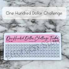 Load image into Gallery viewer, Pink Color Savings Challenge Number Design Tracker | Laminated Trackers | Fits A6 Envelopes | Savings Challenge | Dollar Challenges | Physical Product |