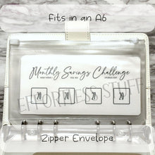Load image into Gallery viewer, Weekly Monthly Savings Challenge Trackers | Version: 1 | Laminated Trackers | Set of 12 | Yearly Savings Challenge | Fits A6 Binders |