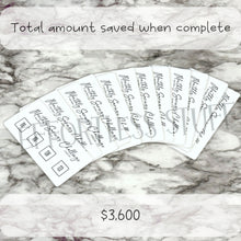 Load image into Gallery viewer, Weekly Monthly Savings Challenge Trackers | Version: 2 | Laminated Trackers | Set of 12 | Yearly Savings Challenge | Fits A6 Binders |