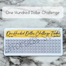 Load image into Gallery viewer, Yellow Color Savings Challenge Number Design Tracker | Laminated Trackers | Fits A6 Envelopes | Savings Challenge | Dollar Challenges | Physical Product |