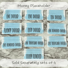 Load image into Gallery viewer, Laminated Placeholder Color Blue | Sets of 4 | Fits A6 Envelopes | Placeholder From One Dollar to Fully Funded | Physical Product |
