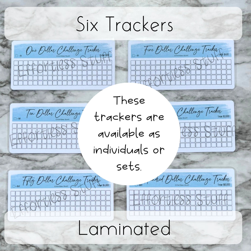 Blue Color Savings Challenge Blank Design Tracker | Laminated Trackers | Fits A6 Envelopes | Savings Challenge | Dollar Challenges | Physical Product |