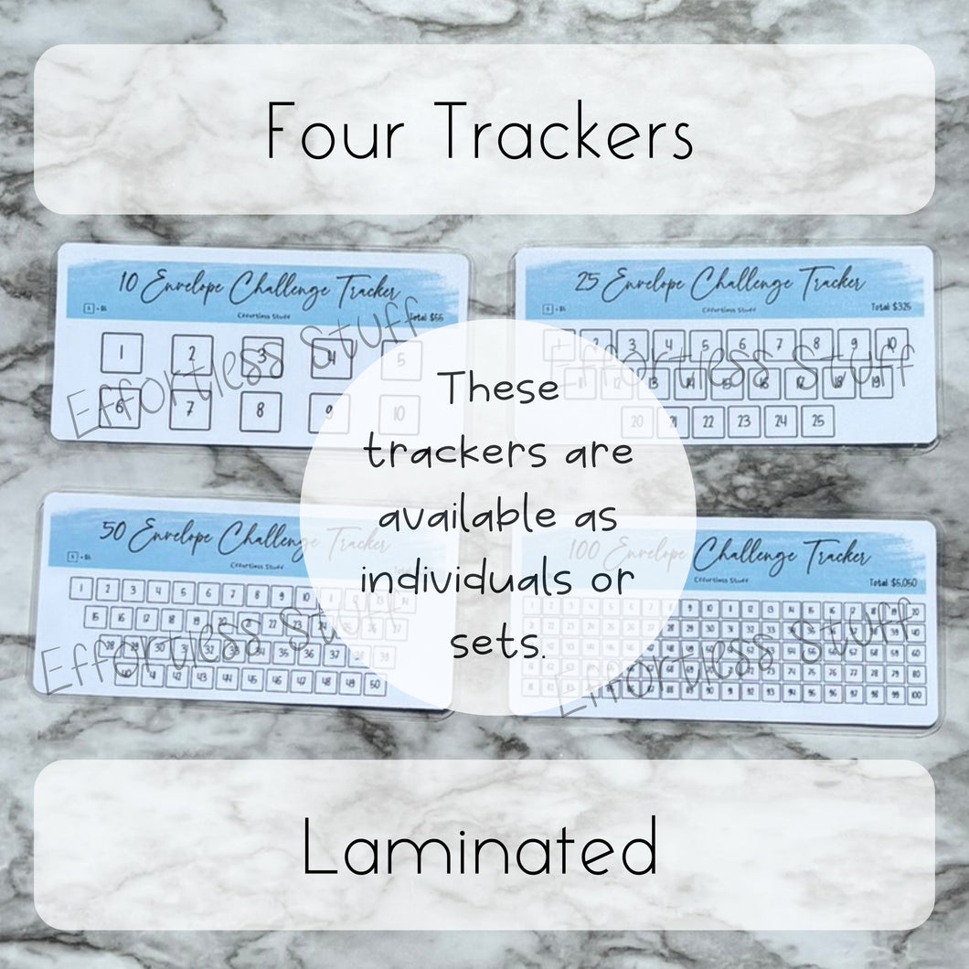 Blue Color Envelope Challenge Tracker Inserts | Laminated Trackers | Fits A6 Envelopes | Savings Challenge | Envelope Challenges | Physical Product |