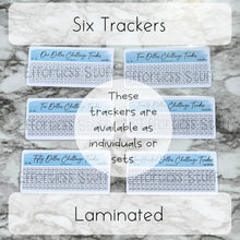 Load image into Gallery viewer, Blue Color Savings Challenge Number Design Tracker | Laminated Trackers | Fits A6 Envelopes | Savings Challenge | Dollar Challenges | Physical Product |
