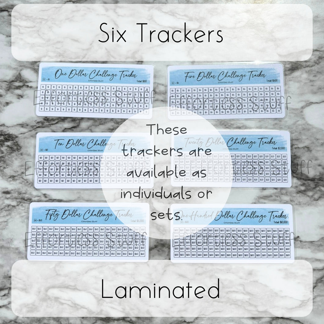 Blue Color Savings Challenge Number Design Tracker | Laminated Trackers | Fits A6 Envelopes | Savings Challenge | Dollar Challenges | Physical Product |