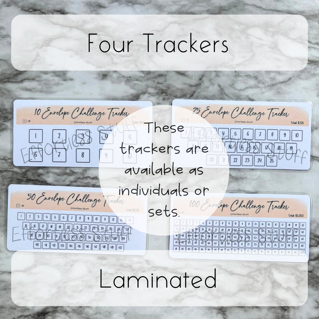 Cream Color Envelope Challenge Tracker Inserts | Laminated Trackers | Fits A6 Envelopes | Savings Challenge | Envelope Challenges | Physical Product |
