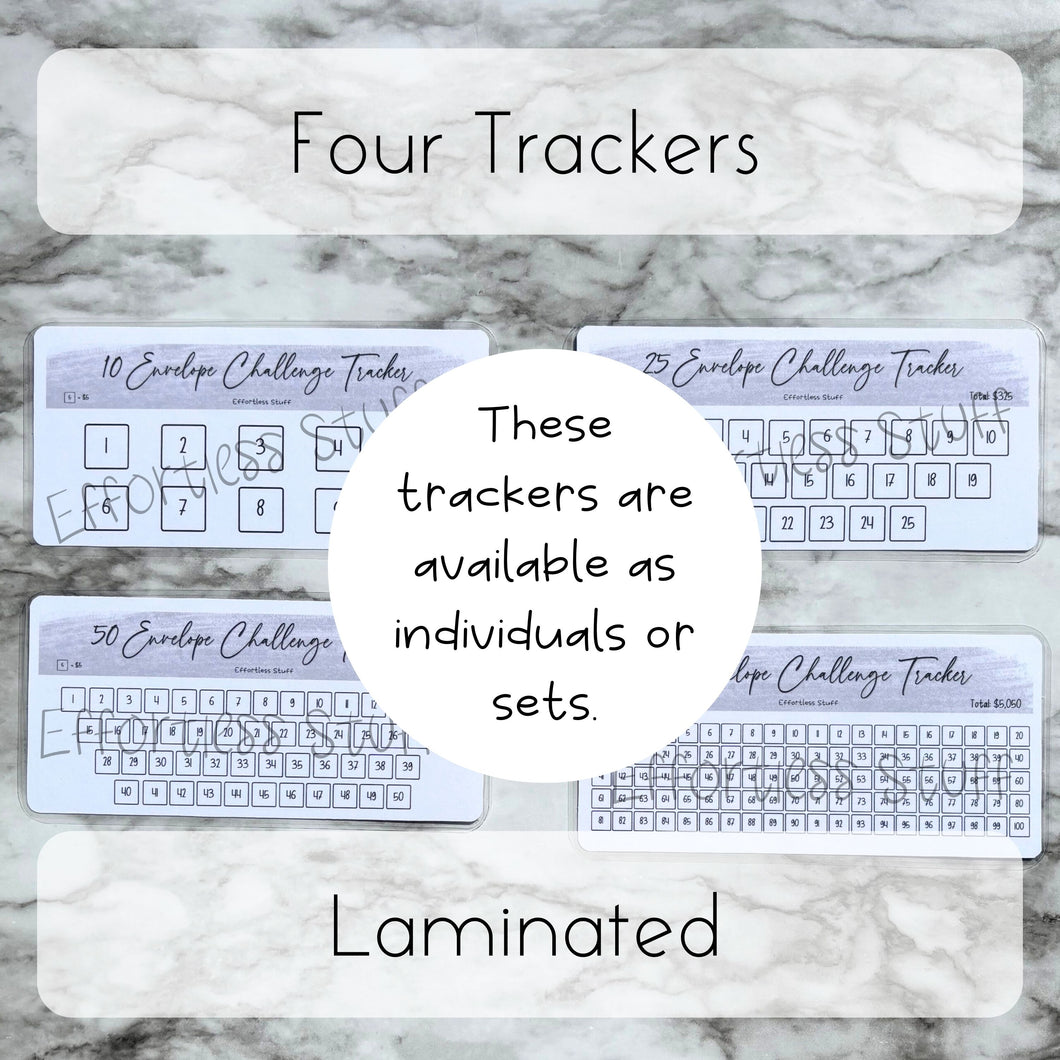 Gray Color Envelope Challenge Tracker Inserts | Laminated Trackers | Fits A6 Envelopes | Savings Challenge | Envelope Challenges | Physical Product |