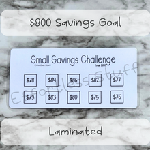 Load image into Gallery viewer, Small Savings Challenge Trackers | Laminated Trackers | Nine Trackers | Savings Challenge | Fits in A6 Binders | Simple Design |
