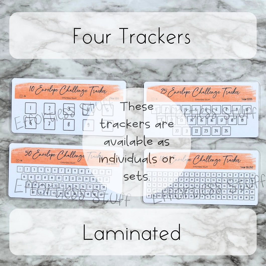 Orange Color Envelope Challenge Tracker Inserts | Laminated Trackers | Fits A6 Envelopes | Savings Challenge | Envelope Challenges | Physical Product |