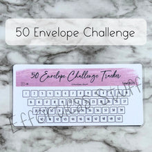 Load image into Gallery viewer, Purple Color Envelope Challenge Tracker Inserts | Laminated Trackers | Fits A6 Envelopes | Savings Challenge | Envelope Challenges | Physical Product |
