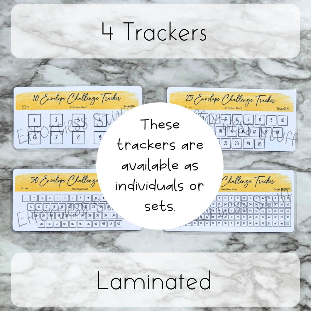Yellow Color Envelope Challenge Tracker Inserts | Laminated Trackers | Fits A6 Envelopes | Savings Challenge | Envelope Challenges | Physical Product |