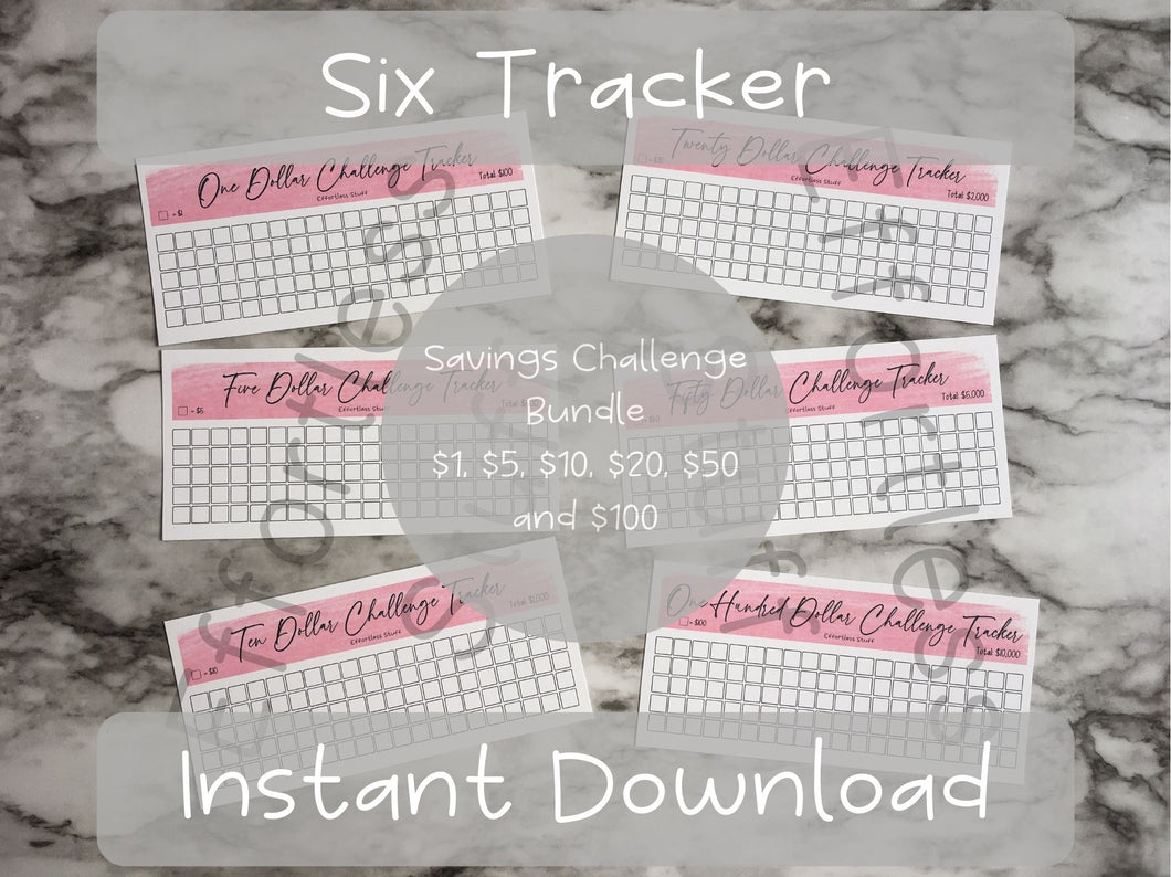 Printable Pink Color Savings Blank Design Tracker | Fits Size A6 Envelope | Dollar Challenge |