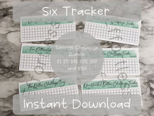 Load image into Gallery viewer, Printable Green Color Savings Blank Design Tracker | Fits Size A6 Envelope | Dollar Challenge |
