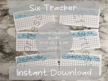 Load image into Gallery viewer, Printable Blue Color Savings Blank Design Tracker | Fits Size A6 Envelope | Dollar Challenge |
