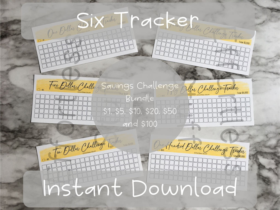 Printable Yellow Color Blank Design Savings Tracker | Fits Size A6 Envelope | Dollar Challenge |